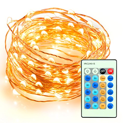 TaoTronics Dimmable Led String Lights, 100 Leds Twinkle lights 33 ft Copper Wire Lights for Indoor Outdoor, Christmas Decorative Lights for Seasonal Holiday( Warm White ) Image
