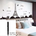 Ussore Eiffel Tower Removable Decor Environmentally Mural Wall Stickers Decal Wallpaper For Kids Home living room bedroom bathroom kitchen Office thumbnail