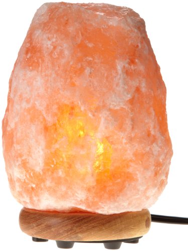 WBM Himalayan Glow Hand Carved Natural Crystal Himalayan Salt Lamp with Genuine Neem Wood Base, Bulb and Dimmer Control, 8-to-9-Inch, 8-to-11-Pounds Feature Image