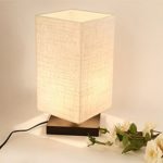 ZEEFO Simple Table Lamp Bedside Desk Lamp With Fabric Shade and Solid Wood for Bedroom, Dresser, Living Room, Baby Room, College Dorm, Coffee Table, Bookcase (Flaxen) thumbnail