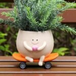 Face Planter Pot Funny Skateboard Flower Pot Smiley Cute Planters for Indoor Outdoor thumbnail