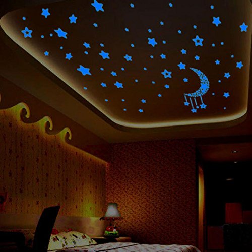 Iuhan Fashion A Set Kids Bedroom Fluorescent Glow In The Dark Stars Wall Stickers Image