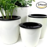 Mkono 3 Pack Self Watering Planter White Flower Pot, L thumbnail