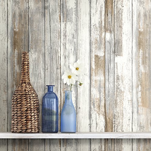 RoomMates Distressed Wood Peel and Stick Wall Decor Image