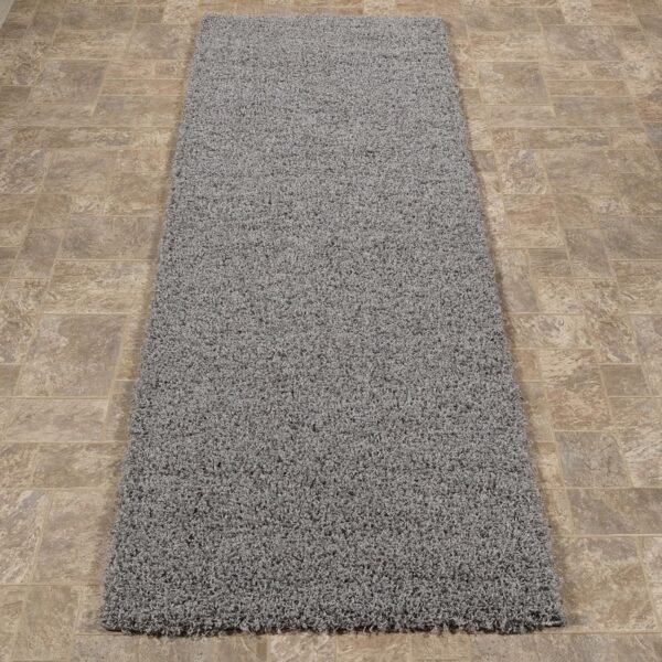 Cozy Shag Collection Grey Solid Shag Rug (2'0"X4'11")