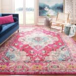 SAFAVIEH Monaco Collection Area Rug – 10′ x 14′, Pink & Multi, Boho Chic Medallion Distressed Design thumbnail