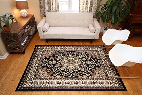 Generations New Oriental Traditional Isfahan Persian Area Rug, 2′ x 3′, Black Image