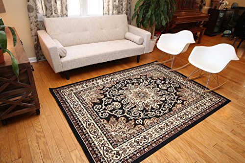 Generations New Oriental Traditional Isfahan Persian Area Rug, 2′ x 3′, Black Image