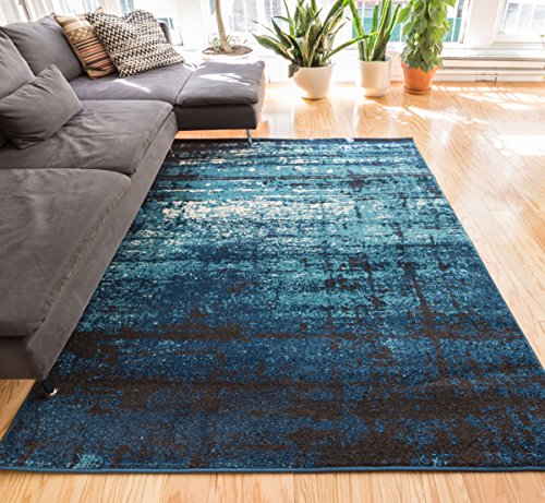 Longlac Blue Vintage Stripe Modern Casual 2×4 ( 2’3″ X 3’11” ) Area Rug Thick Soft Plush Shed Free Feature Image