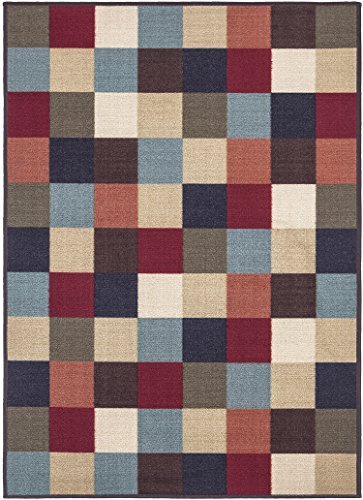 Ottomanson Ottohome Multi-Color Contemporary Checkered Design Modern Area Rug with Non-SkidRubber Backing, 3’3″ W X5’0″ L Image