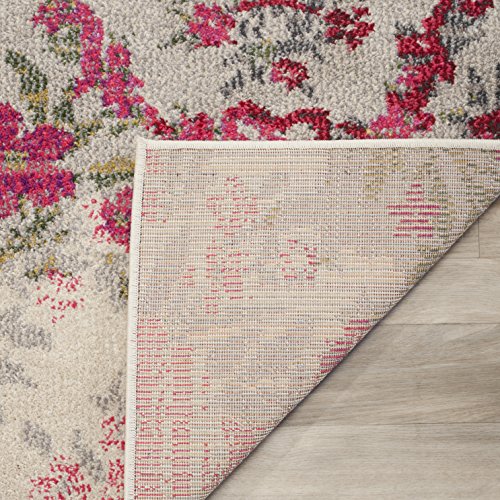 Safavieh Monaco Collection MNC205R Modern Floral Erased Weave Ivory and Pink Area Rug (5’1″ x 7’7″) Image