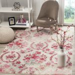 Safavieh Monaco Collection MNC205R Modern Floral Erased Weave Ivory and Pink Area Rug (5’1″ x 7’7″) thumbnail