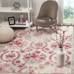 Safavieh Monaco Collection MNC205R Modern Floral Erased Weave Ivory and Pink Area Rug (5’1″ x 7’7″) thumbnail