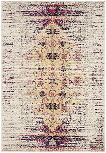 Safavieh Monaco Collection MNC209R Modern Abstract Vintage Ivory and Pink Area Rug (5’1″ x 7’7″) Image