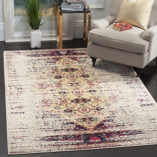 Safavieh Monaco Collection MNC209R Modern Abstract Vintage Ivory and Pink Area Rug (5’1″ x 7’7″) Feature Image