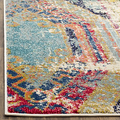 Safavieh Monaco Collection MNC222F Modern Bohemian Erased Weave Multicolored Area Rug (6’7″ x 9’2″) Image
