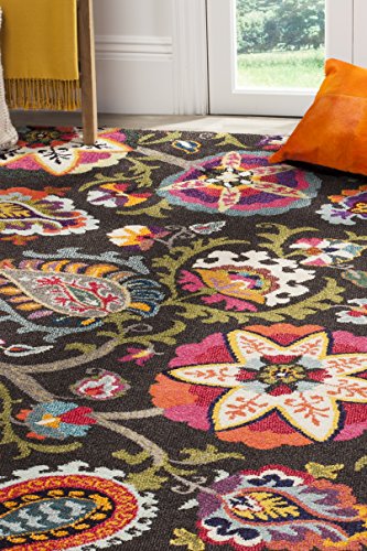 Safavieh Monaco Collection MNC229B Modern Colorful Floral Brown and Multi Area Rug (5’1″ x 7’7″) Image