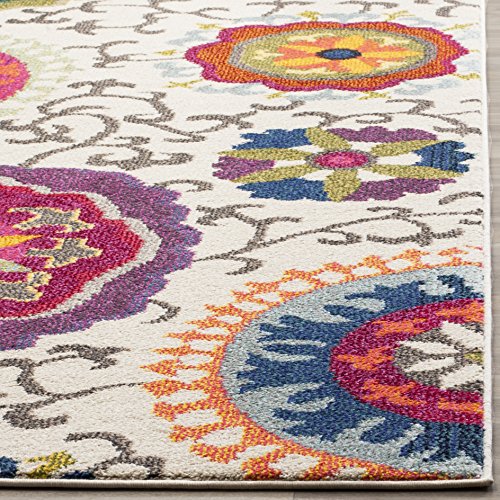Safavieh Monaco Collection MNC233A Modern Colorful Floral Ivory and Multi Area Rug (8′ x 11′) Image