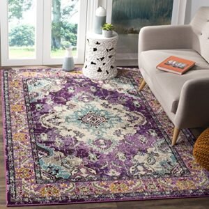 Safavieh Monaco Collection MNC243L Violet and Light Blue Area Rug, 6'7" x 9'2"