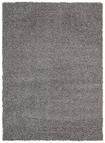 Sweet Home Stores Cozy Shag Collection Solid Shag Rug Contemporary Living & Bedroom Soft Shaggy Area Rug,  3’3″ L x 4’7″ W,  Grey Image