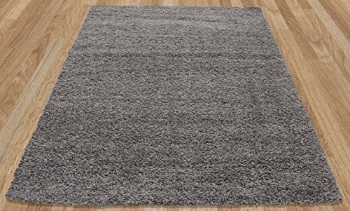 Sweet Home Stores Cozy Shag Collection Solid Shag Rug Contemporary Living & Bedroom Soft Shaggy Area Rug,  3’3″ L x 4’7″ W,  Grey Image