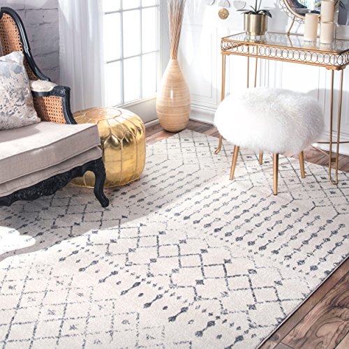 Traditional Vintage Moroccan trellis Doormat Grey Area Rugs, 2 Feet by 3 Feet (2′ x 3′) Feature Image