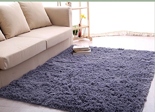 Ultra Soft 4.5 Cm Thick Indoor Morden Area Rugs Pads, New Arrival Fashion Color [Bedroom] [Livingroom] [Sitting-room] [Rugs] [Blanket] [Footcloth] for Home Decorate. Size: 4 Feet X 5 Feet (Gray) Feature Image