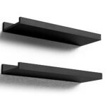 Floating Shelves Wall Mounted Set of 2, Modern Black Wall Shelves for Storage with Lip thumbnail