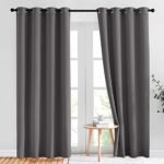 NICETOWN Gray Blackout Curtains for Bedroom 84 inches Long – Thermal Curtains & Drapes Grommet Room Darkening Curtains Noise Reducing Window Treatments for Living Room (2 Panels, W52 x L84, Grey) thumbnail