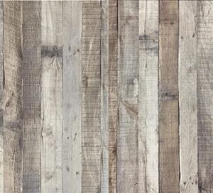 Qianglive Wood Wallpaper Peel and Stick Faux Distressed Plank Self Adhesive Reclaimed Look Wall Decorative Vinyl Film Shelf Cover Thicker,17.3" × 472.4"