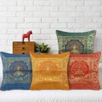 Indian Ethnic Hand Embroidery Decorative Silk Pillow Cushion Cover Set of 5 Pcs Size 16 X 16 Inches thumbnail