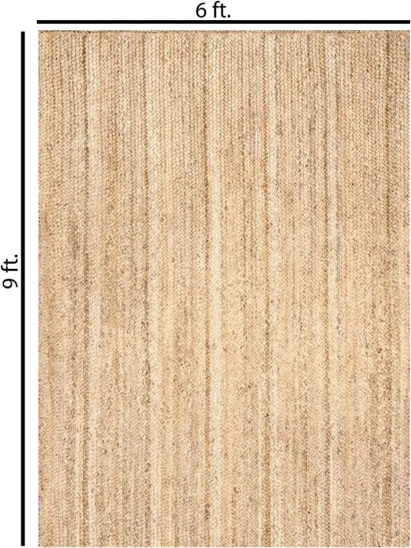 Handwoven Jute Area Rug - 6x9 Feet Natural Yarn - Image 3