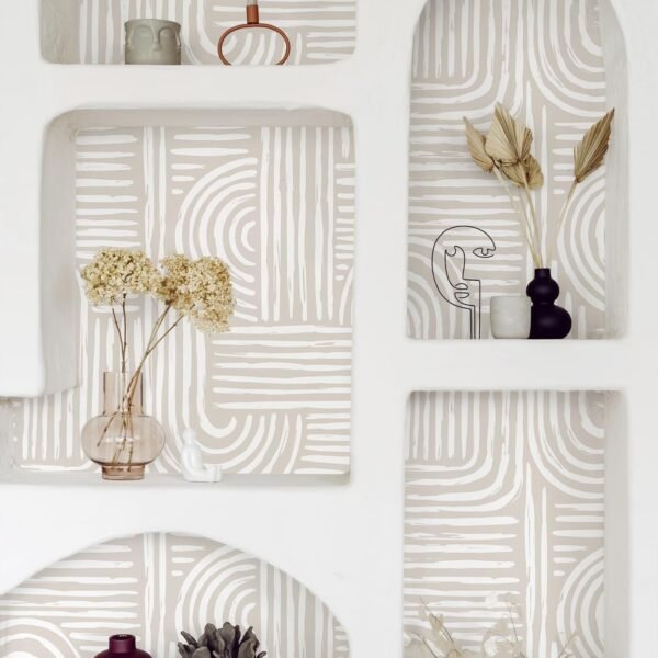 VEELIKE Neutral Geometric Peel and Stick Wallpaper - Image 3