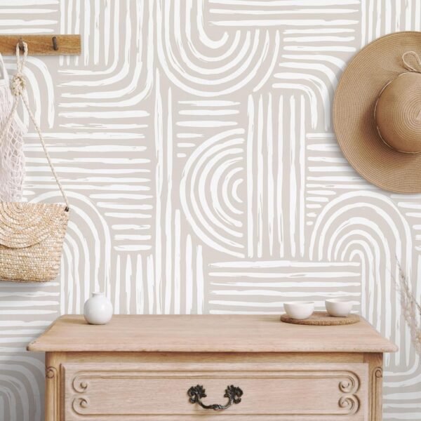 VEELIKE Neutral Geometric Peel and Stick Wallpaper - Image 4