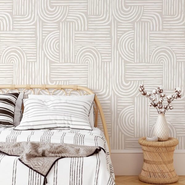 VEELIKE Neutral Geometric Peel and Stick Wallpaper - Image 5