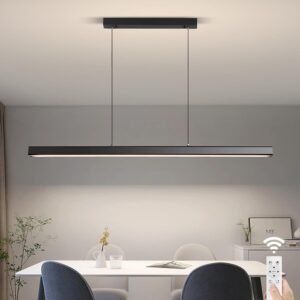 Minimalist Linear Pendant Light – 57” Dimmable LED Chandelier