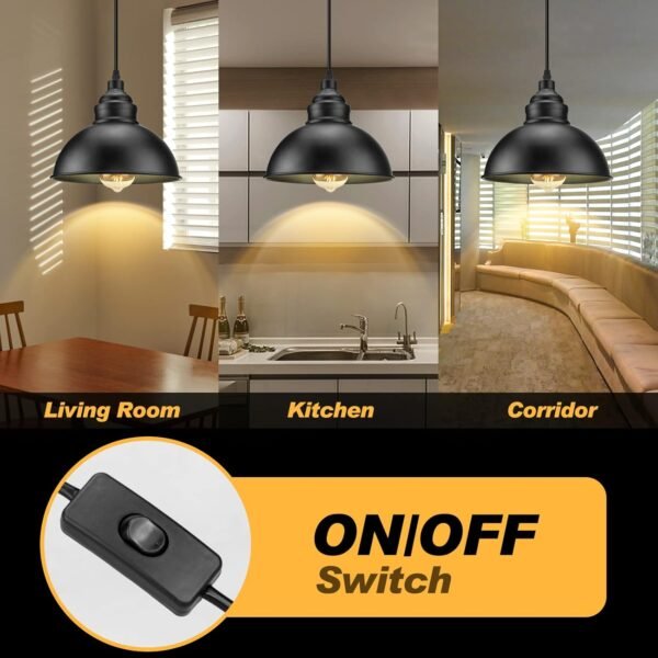 Industrial Pendant Light – Plug-in Hanging Light with 15FT Cord - Image 5