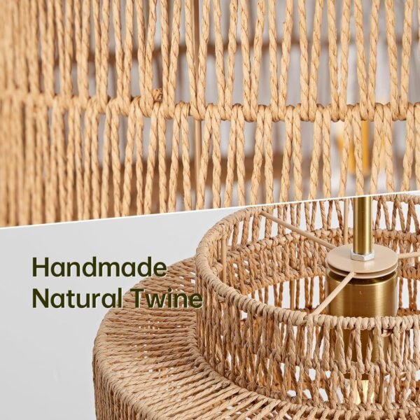 Rattan Pendant Light, 12.4” Handwoven Boho Light Fixture - Image 6